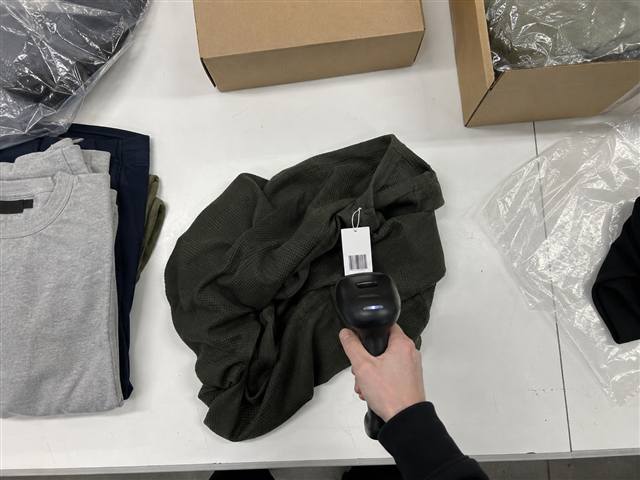 A garment tag being scanned