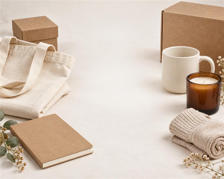 A packed gift bundle